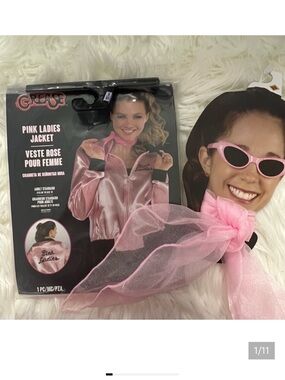 Grease Pink Ladies Jacket and neck scarf costume set NEW Halloween